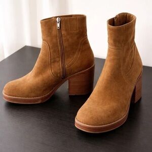 New Look Suede Block Heel Ankle Boots - Cognac Brown